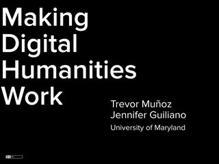 Title slide: Making Digital Humanities Work
