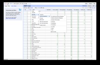 Accessing the common transformations from the Open Refine menus